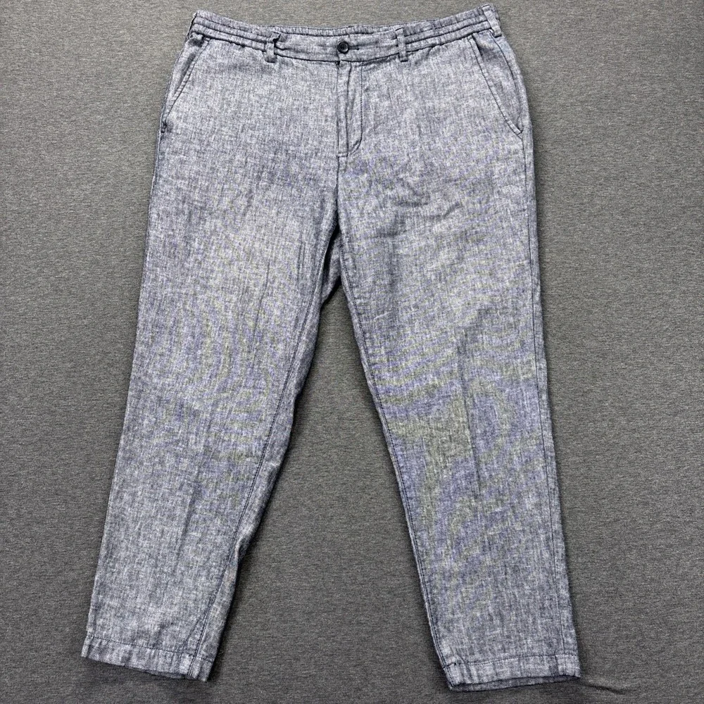 Banana Republic Mason Athletic Tapered Pants Mens 38x29 Gray Linen Blend Coastal